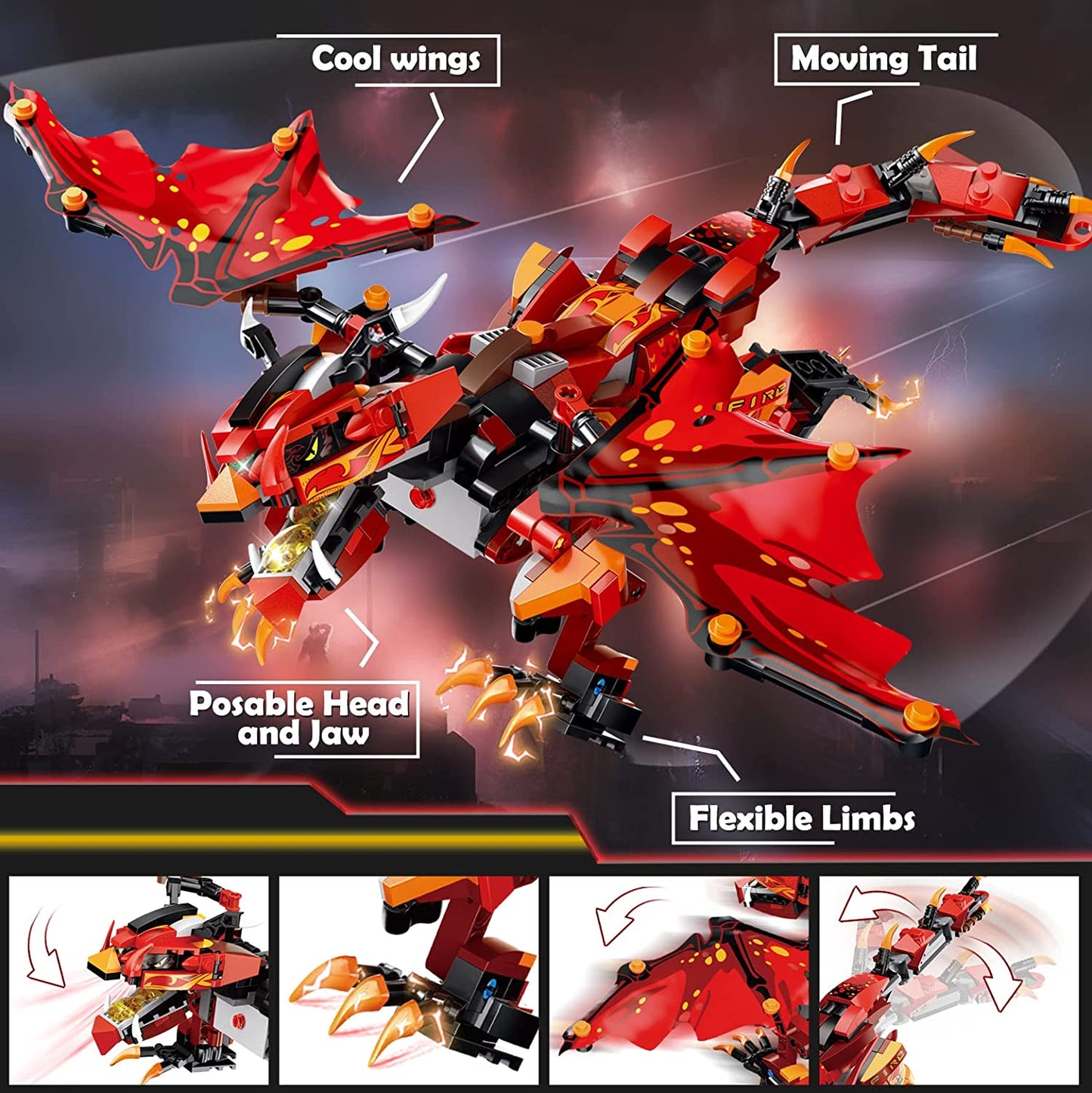 HOGOKIDS Remote & APP Controlled Dragon Building Set - STEM Projects for Kids Ages 8-12 Rechargeable Fire Dragon Kit