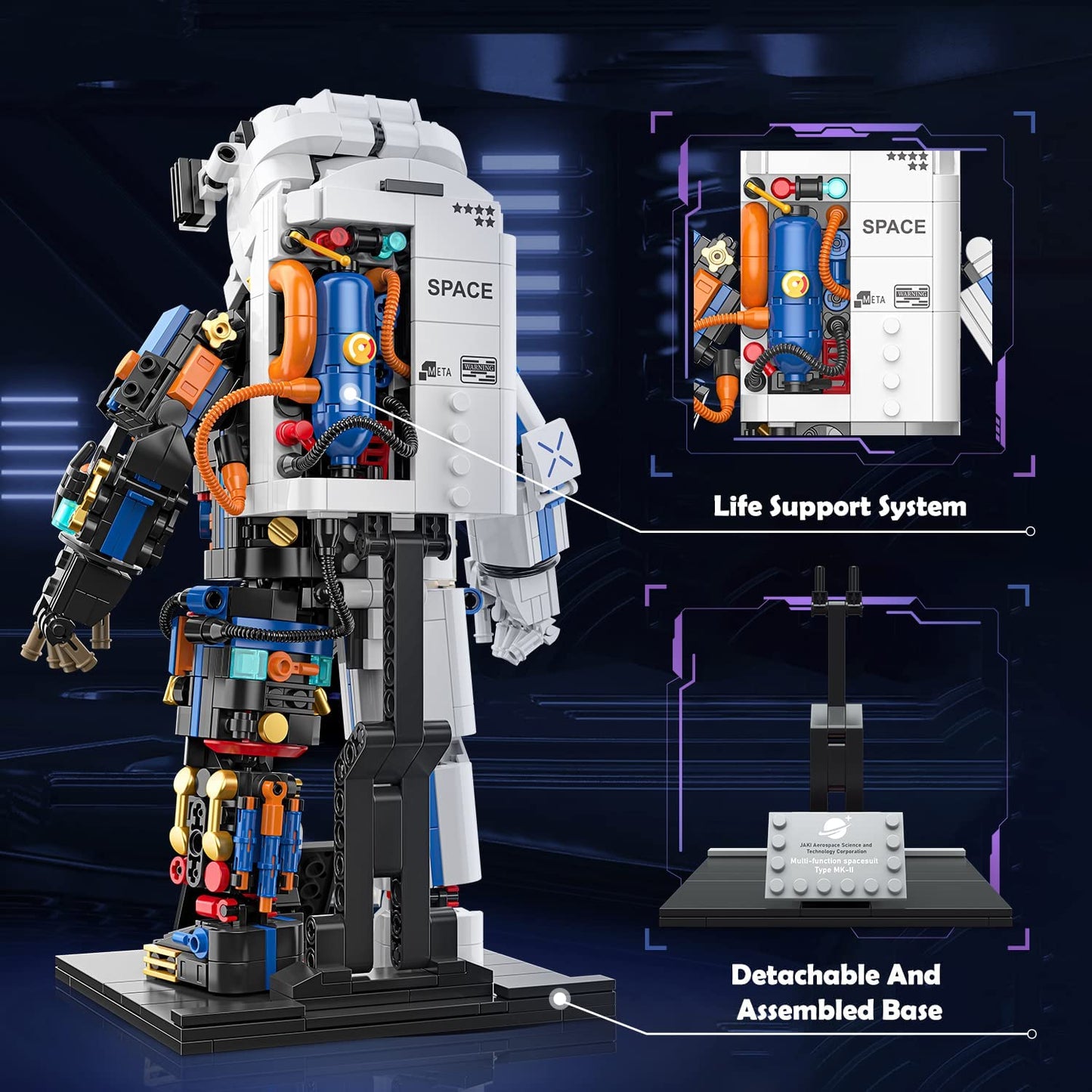 HOGOKIDS Astronaut Space Building Set - Ideas Space Toy for Adults Kids Building Blocks Kit with Display Stand & Two Helmets | Creative STEM Star Space Wars Set