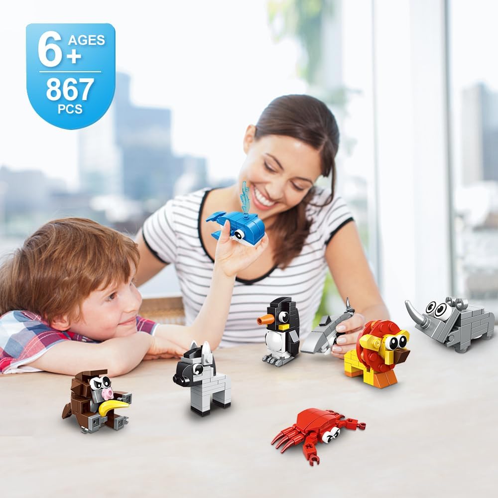30 Packs Party Favors for Kids - 867PCS Animals Building Blocks Sets for Classroom Prizes Goodie Bag Fillers Stocking Stuffers Birthday Valentines Easter Gifts for Kids Boys Girls 6+