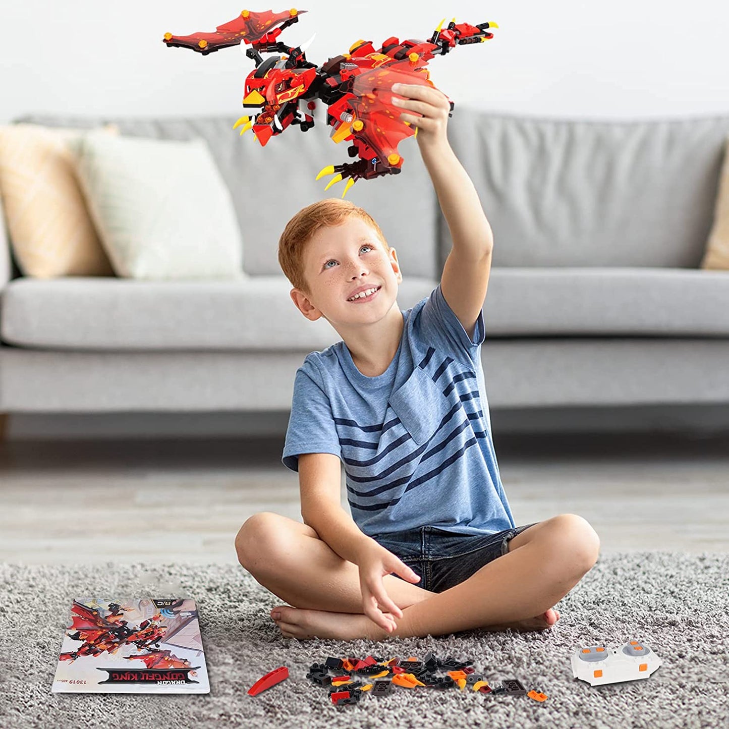 HOGOKIDS Remote & APP Controlled Dragon Building Set - STEM Projects for Kids Ages 8-12 Rechargeable Fire Dragon Kit
