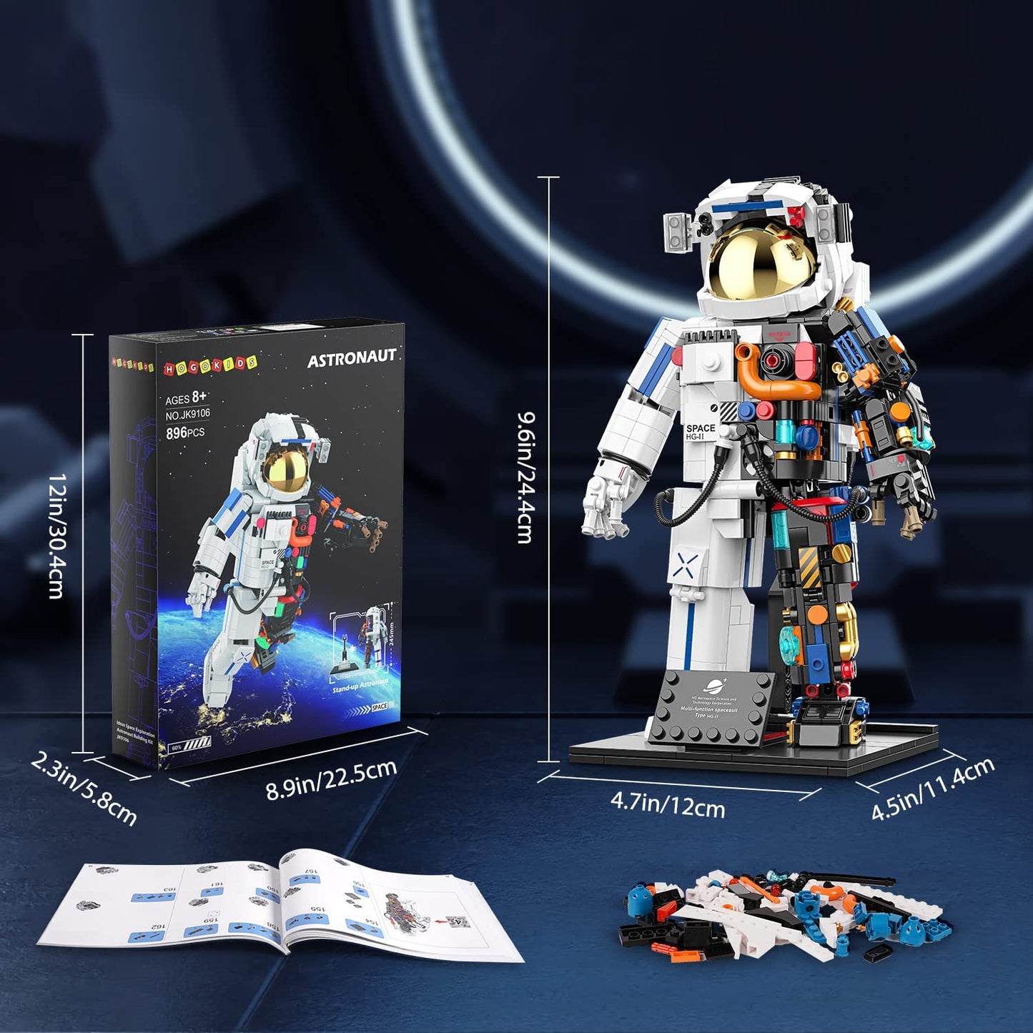 HOGOKIDS Astronaut Space Building Set - Ideas Space Toy for Adults Kids Building Blocks Kit with Display Stand & Two Helmets | Creative STEM Star Space Wars Set