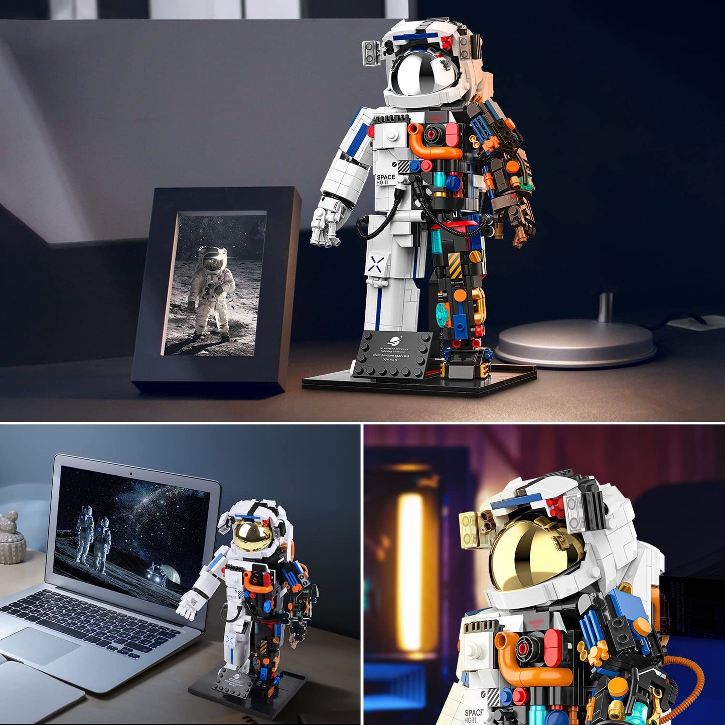 HOGOKIDS Astronaut Space Building Set - Ideas Space Toy for Adults Kids Building Blocks Kit with Display Stand & Two Helmets | Creative STEM Star Space Wars Set