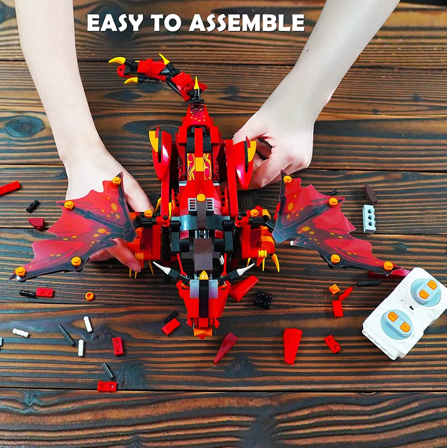 HOGOKIDS Remote & APP Controlled Dragon Building Set - STEM Projects for Kids Ages 8-12 Rechargeable Fire Dragon Kit