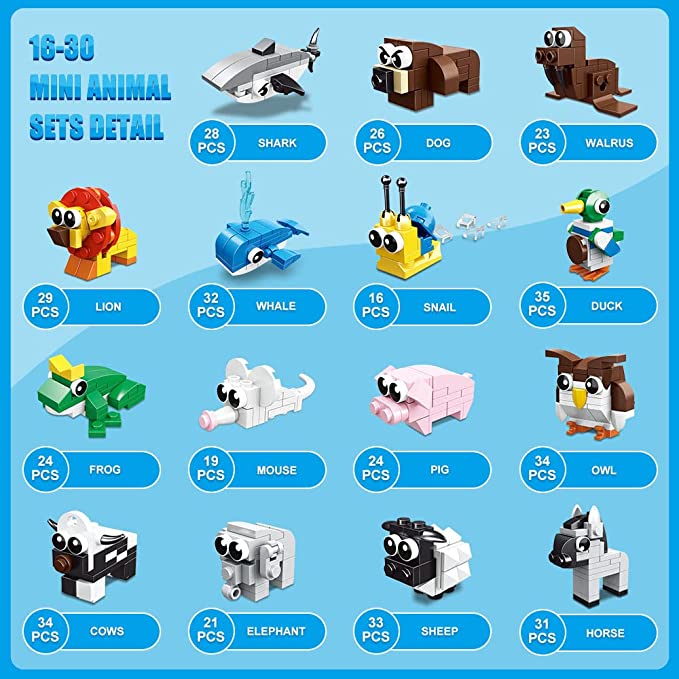 HOGOKIDS 867PCS Animals Building Blocks Sets for Kids, Boys & Girls Friends
