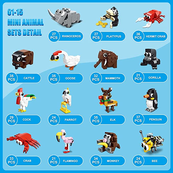 HOGOKIDS 867PCS Animals Building Blocks Sets for Kids, Boys & Girls Friends