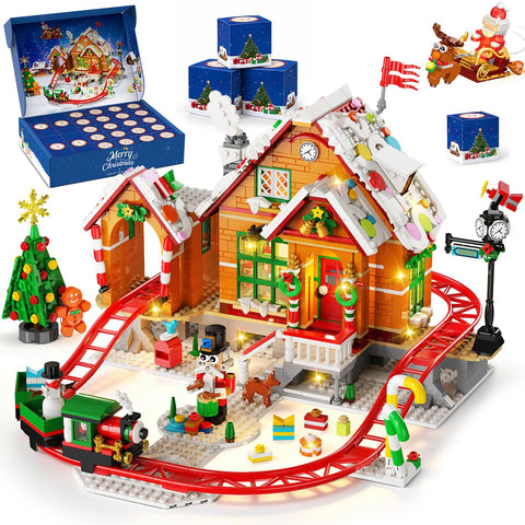 Advent Calendar Gingerbread House Roller Coaster Building Set with Light