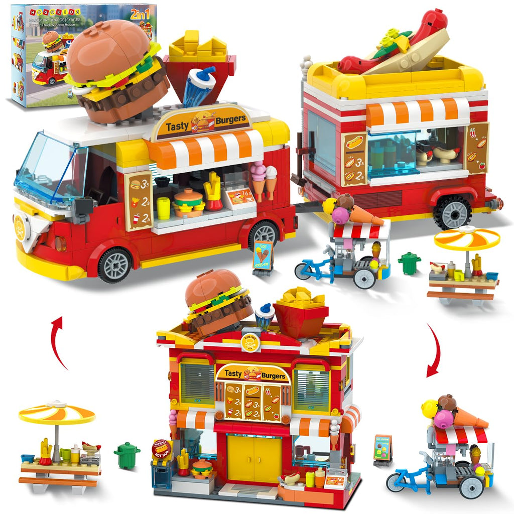 City Burger Truck House 2 in 1 Building Toy for Kids Boys Girls 6+