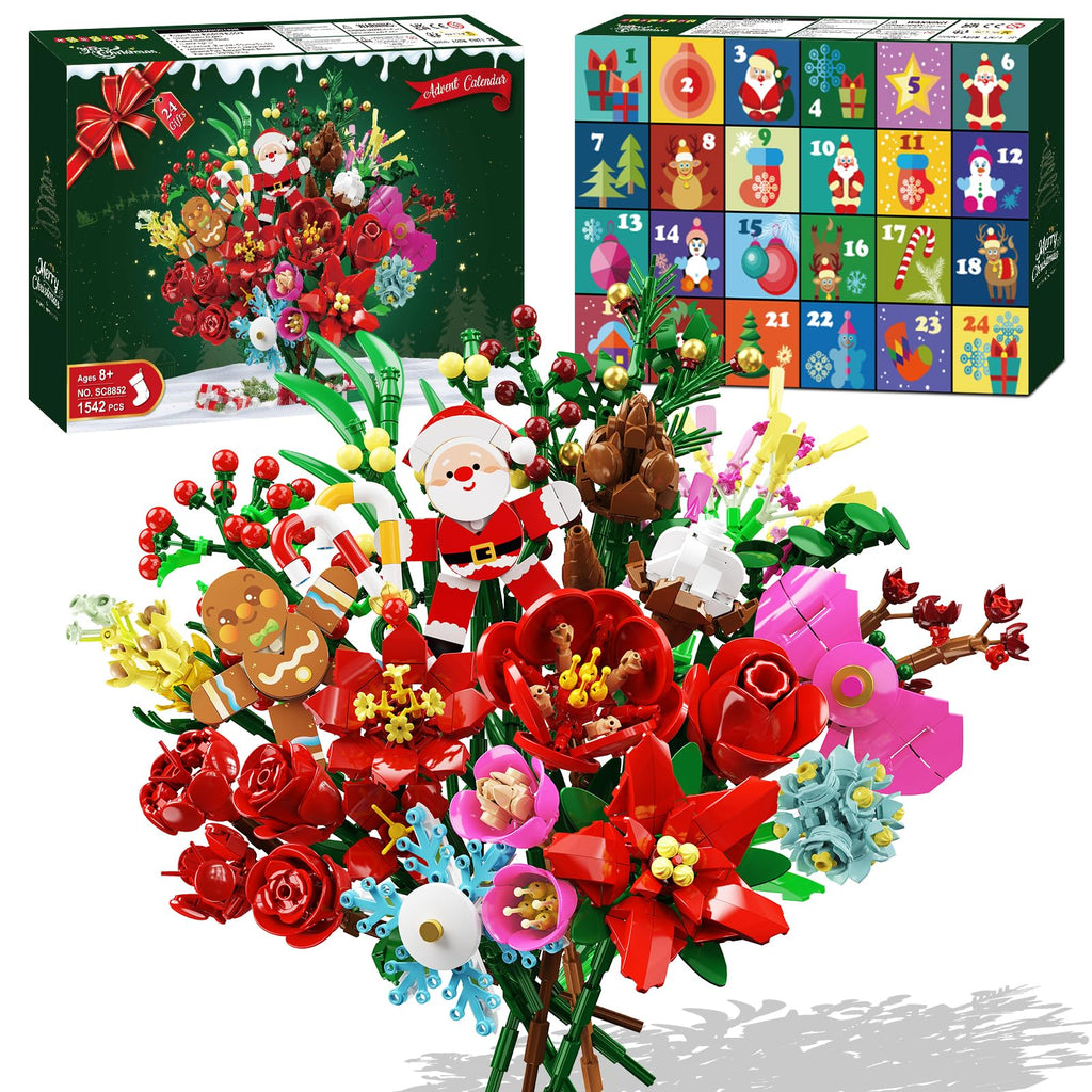 HOGOKIDS Flower Advent Calendar 2026, 24-Day Christmas Bouquet Building Set