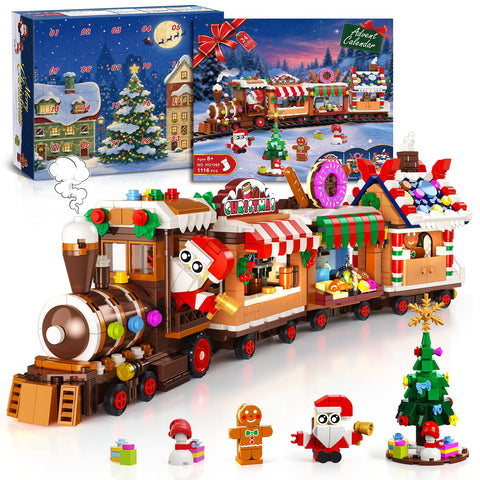 Advent Calendar 2026 Gingerbread Train Building Toy with LED Light
