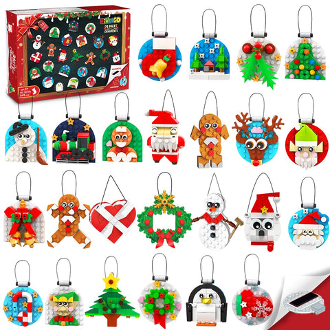 24 Packs Christmas Ornaments Building Set Xmas Decor for Girls Boys