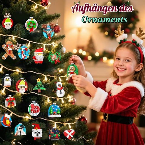 24 Packs Christmas Ornaments Building Set Xmas Decor for Girls Boys