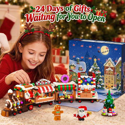 Advent Calendar 2026 Gingerbread Train Building Toy with LED Light