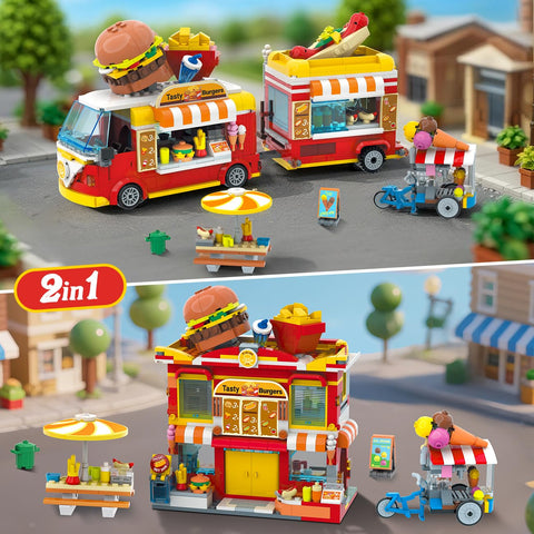 City Burger Truck House 2 in 1 Building Toy for Kids Boys Girls 6+
