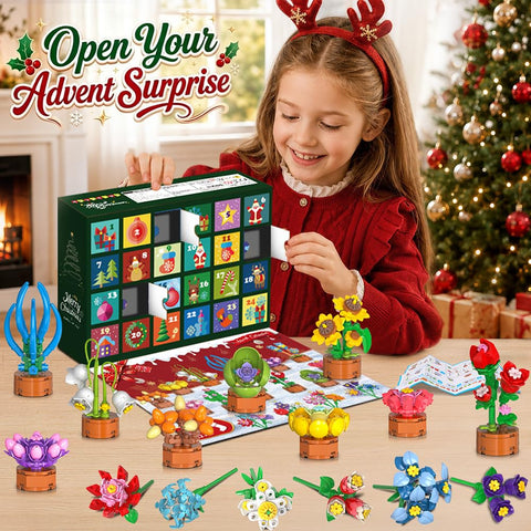 2026 Advent Calendar Flowers Botanicals Christmas Building Sets for Kids 6+
