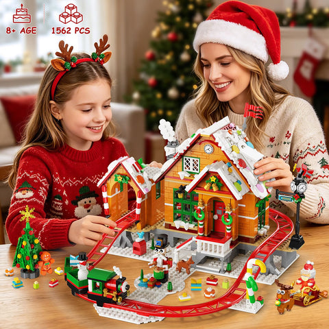 Advent Calendar Gingerbread House Roller Coaster Building Set with Light