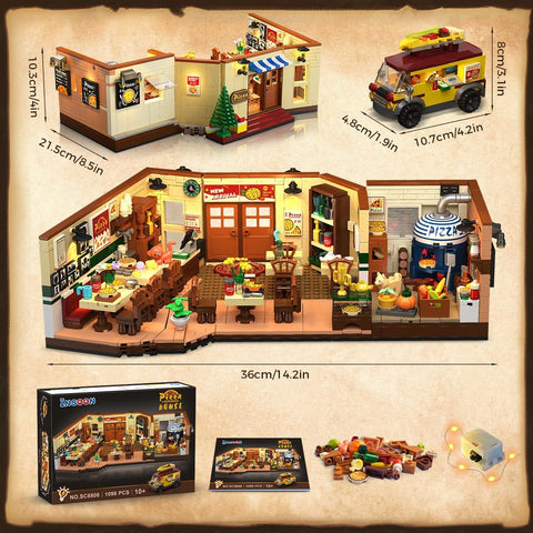 INSOON Street Pizzeria Building Set with LED Lighting