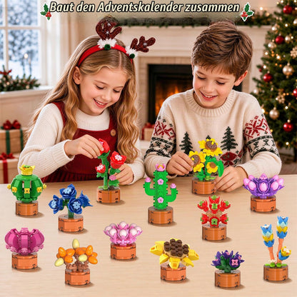 Adventskalender 2026 Blumen Bausteine Weihnachten Spielzeug für Kinder 6+