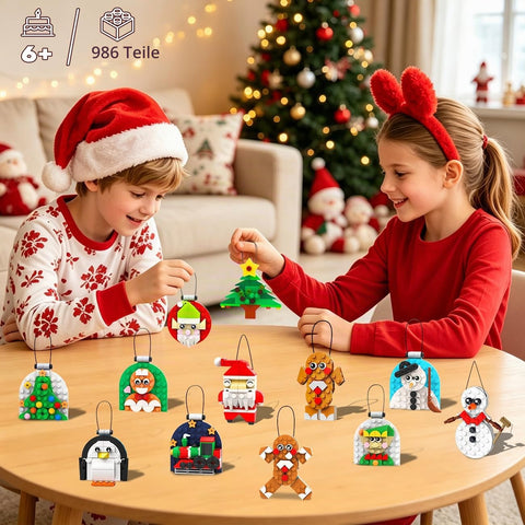 24 Packs Christmas Ornaments Building Set Xmas Decor for Girls Boys