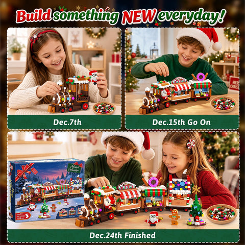 Advent Calendar 2026 Gingerbread Train Building Toy with LED Light