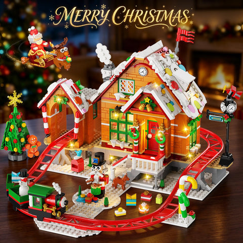 Advent Calendar Gingerbread House Roller Coaster Building Set with Light