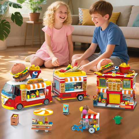 City Burger Truck House 2 in 1 Building Toy for Kids Boys Girls 6+