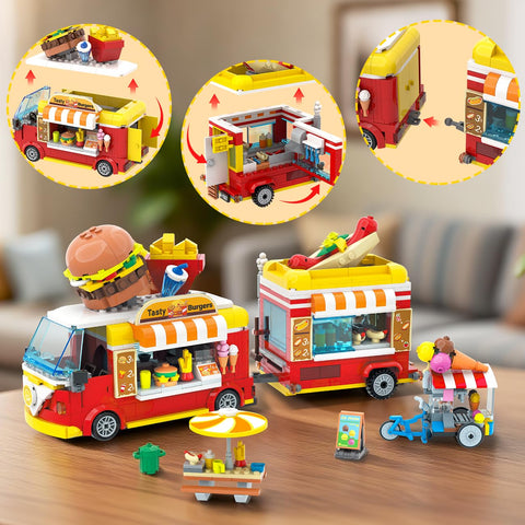 City Burger Truck House 2 in 1 Building Toy for Kids Boys Girls 6+