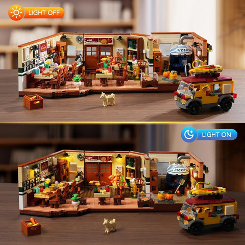 INSOON Street Pizzeria Building Set with LED Lighting