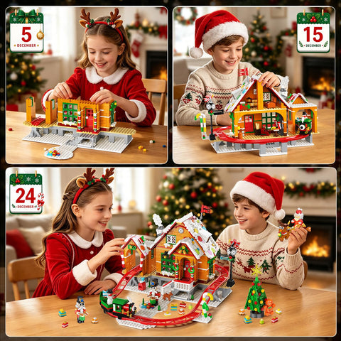 Advent Calendar Gingerbread House Roller Coaster Building Set with Light