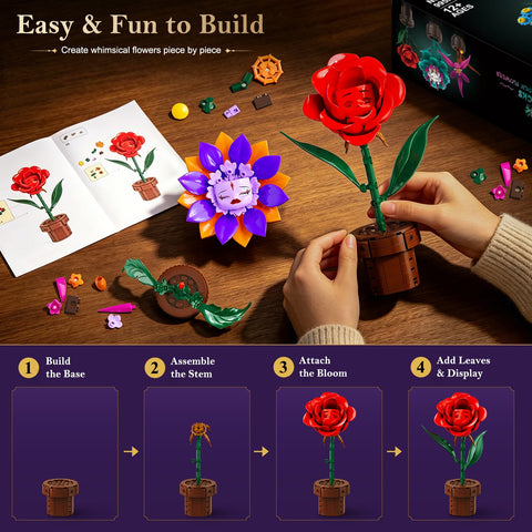 CUBIMANA Botanicals Fantasy Character Flowers Building Set