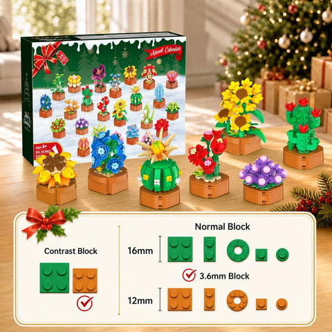 Advent Calendar 2026 Flowers Botanical Mini Building Set for Kids Adults 8+
