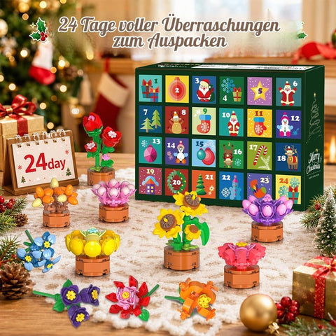 2026 Advent Calendar Flowers Botanicals Christmas Building Sets for Kids 6+