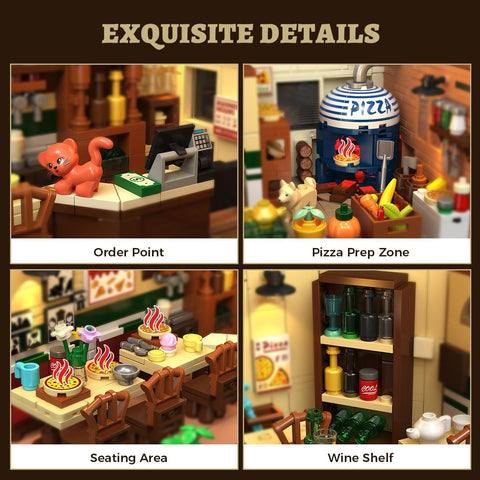 INSOON Street Pizzeria Building Set with LED Lighting
