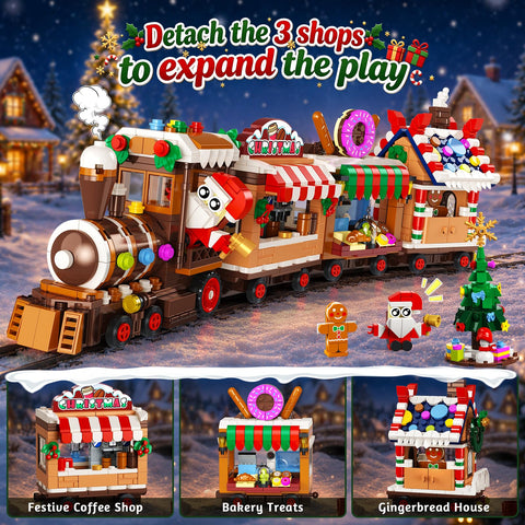 Advent Calendar 2026 Gingerbread Train Building Toy with LED Light