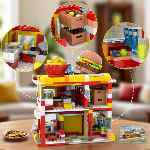 City Burger Truck House 2 in 1 Building Toy for Kids Boys Girls 6+