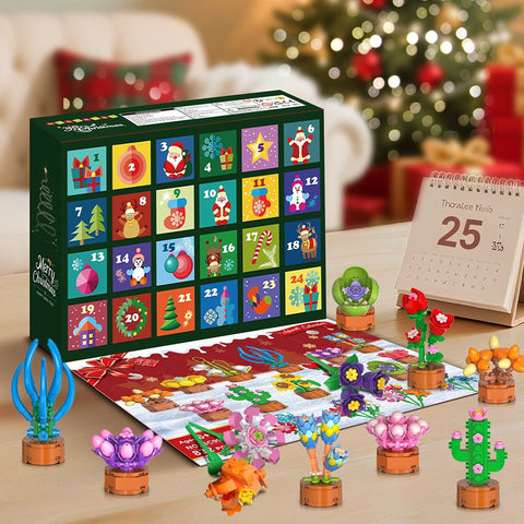 2026 Advent Calendar Flowers Botanicals Christmas Building Sets for Kids 6+
