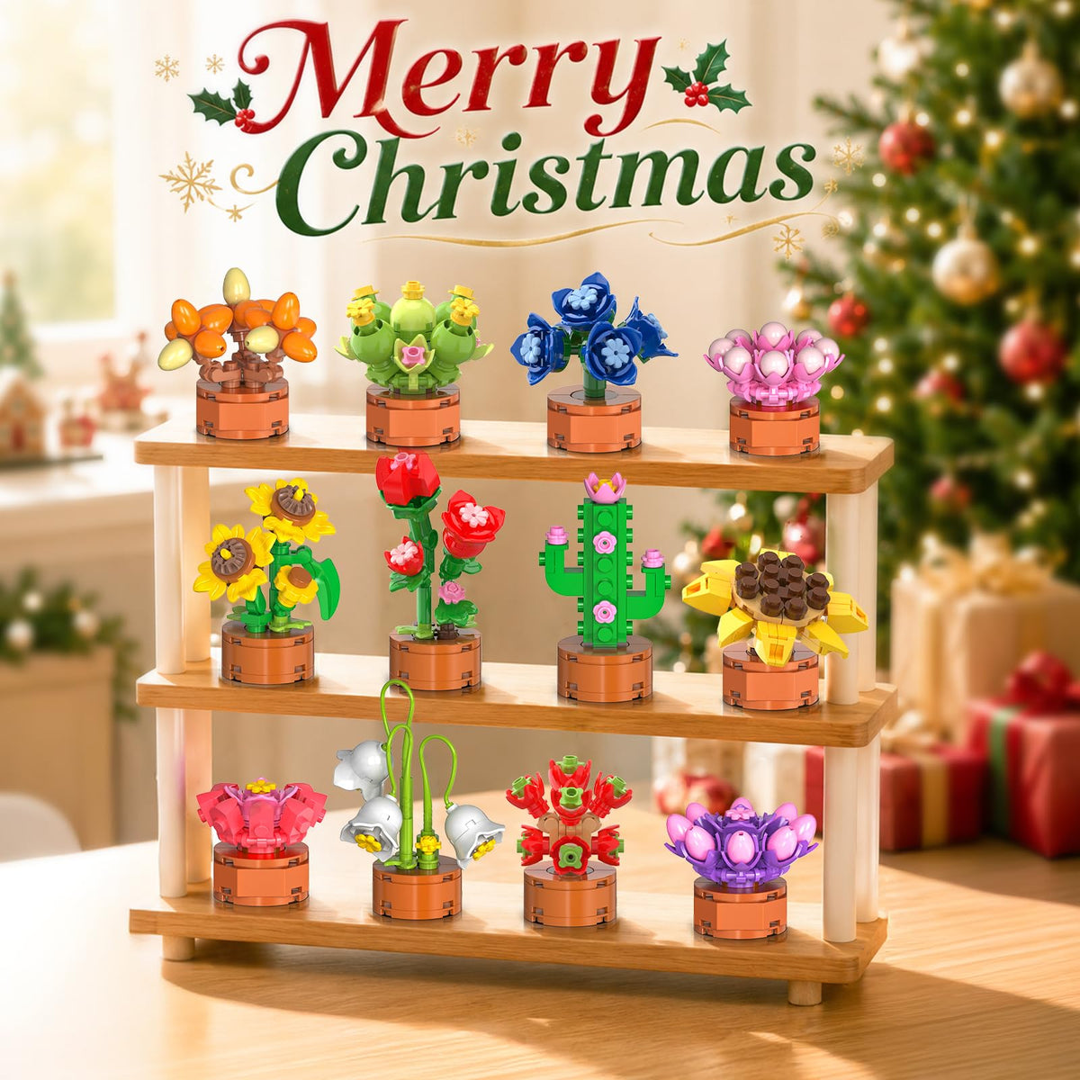 Adventskalender 2026 Blumen Bausteine Weihnachten Spielzeug für Kinder 6+