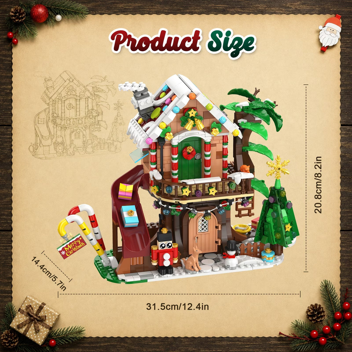 Christmas Countdown Treehouse Building Set with LED Light