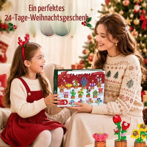 2026 Advent Calendar Flowers Botanicals Christmas Building Sets for Kids 6+