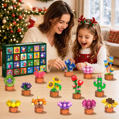 Adventskalender 2026 Blumen Bausteine Weihnachten Spielzeug für Kinder 6+