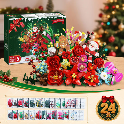 HOGOKIDS Flower Advent Calendar 2026, 24-Day Christmas Bouquet Building Set
