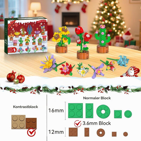 2026 Advent Calendar Flowers Botanicals Christmas Building Sets for Kids 6+