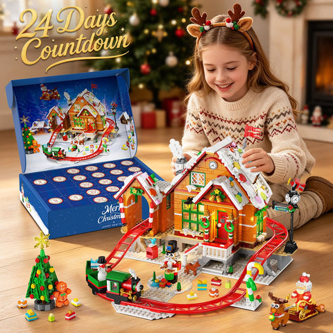 Advent Calendar Gingerbread House Roller Coaster Building Set with Light