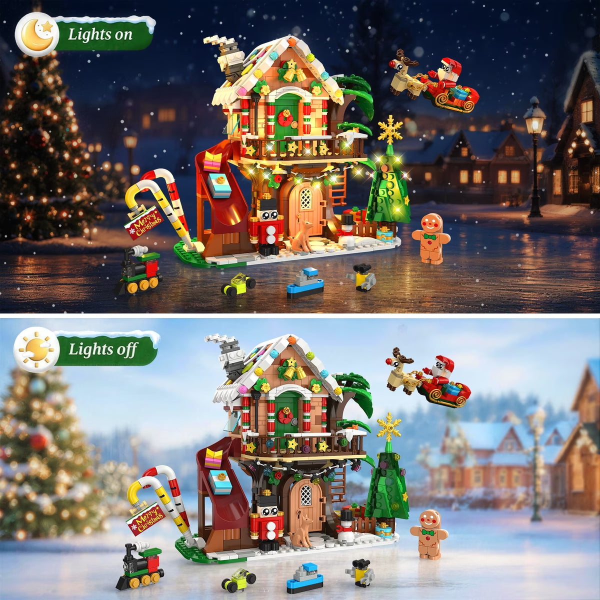 Christmas Countdown Treehouse Building Set with LED Light