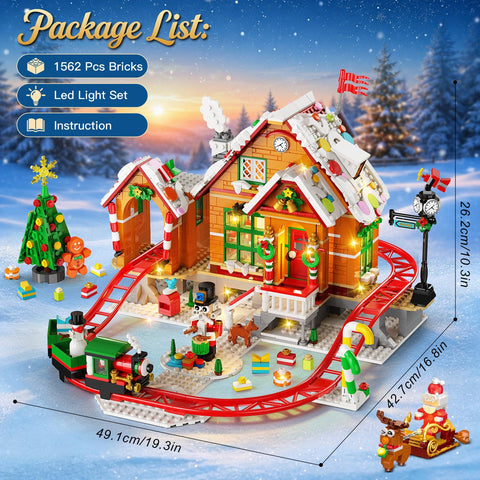 Advent Calendar Gingerbread House Roller Coaster Building Set with Light