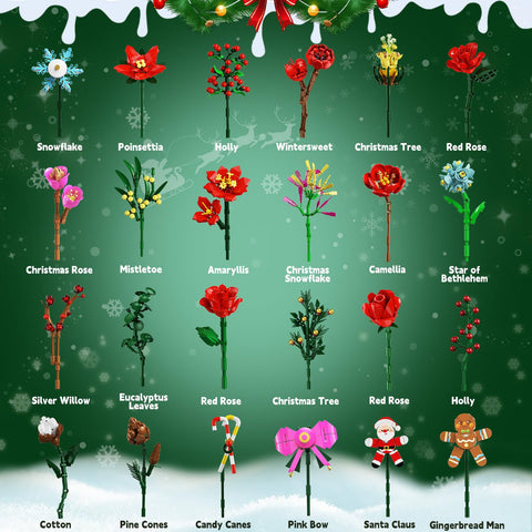 HOGOKIDS Flower Advent Calendar 2026, 24-Day Christmas Bouquet Building Set
