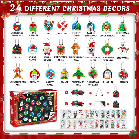 24 Packs Christmas Ornaments Building Set Xmas Decor for Girls Boys