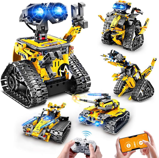 HOGOKIDS Robot Building Toys for Kids - 5 in 1 Remote & APP Controlled Building Set | RC Wall/Engineer Robot/Mech Dinosaur STEM Toys for Boys Girls Age 6+ Year Old (520 Pcs)