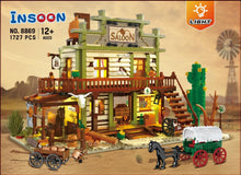 Wild West Building Set with Light, Western Building Block Toy with Horse Carriage Wine Barrel, Construction Model for 12+ Teens Adults