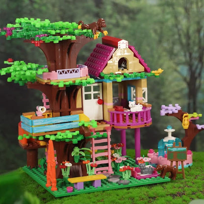 HOGOKIDS Tree House STEM Building Toy - Creative Construction Set 613PCS Forest House Building Bricks | Treehouse with Fountain and Animals, Building Block Toy