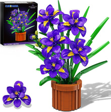 CUBIMANA Flowers Botanicals Iris Building Set - Artificial Purple Bonsai Plant for Home Office Décor, 808PCS